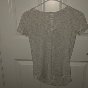 Gray & White Lululemon Size 2 T-Shirt